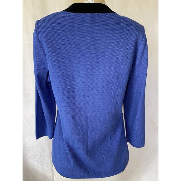 Exclusively Misook Blue Black Jacket Cardigan Sweater 3/4 Sleeve Texture… - Picture 4 of 6